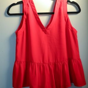 LOFT Bright Red Silky Top